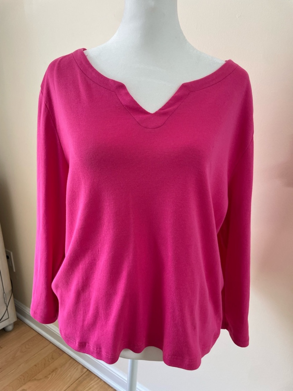 Talbots Hot Pink V-Neck Top sz XL/P